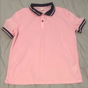 SHEIN Pink Polo Shirt with Black Trim